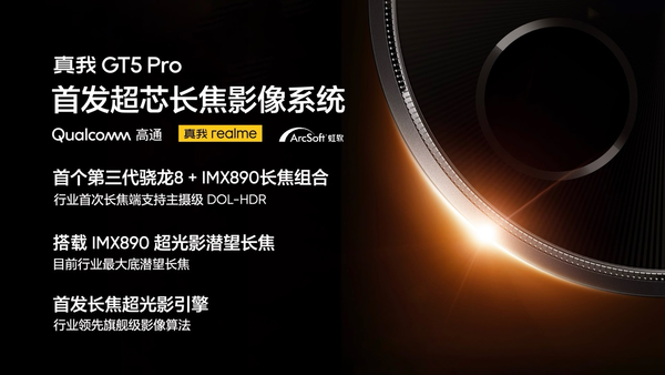 真我GT5 Pro升级长焦 行业首个第三代骁龙8 IMX890组合